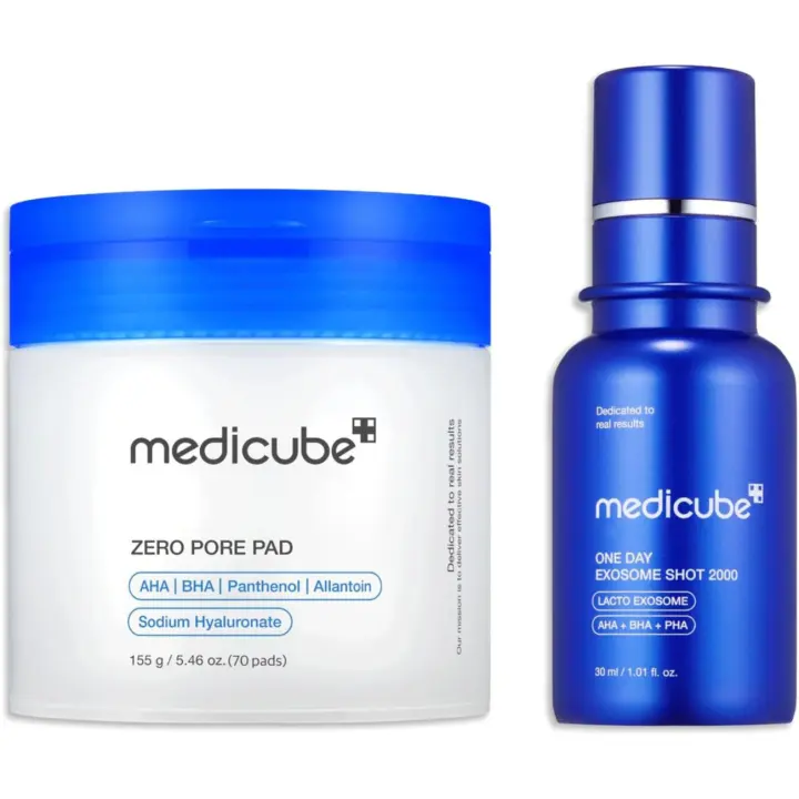 Tónico diario con 2000 para el cuidado: medicube Pore Pads 2.0 y Zero Exosome Shot 2,000 PPM Spicule Facial Serum - 1