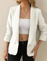 Blazer ajustado con solapa para mujer, color negro, Primavera - details 10