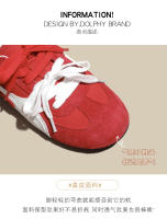 Cuero Ankola rojo casual zapatos de entrenamiento moral Forrest Gump zapatos nuevo retro cordones color coincidencia de cuero casual zapatos de mujer - details 5