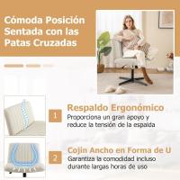 Silla Escritorio sin Brazos, Silla de Oficina con Tela de Lino, Mecedora 120 ° , Altura Ajustable, Silla Tocador con Piernas Cruzadas Estudio Dormitorio Oficina, 71 x 66 x 78-91,5 cm - details 6