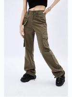 Pantalones Cargo Vintage de los años 90 para mujer, pantalón de cintura alta, a la moda, color verde militar, monos de otoño, Vaqueros rectos holgados, Fairycore de gran tamaño - details 3