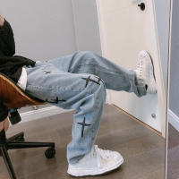 Nuevos Jeans para Hombre 2025 Estilo Coreano Moda Casual Pantalones Cargo de Pierna Ancha Lavado Claro con Bolsillos Tipo de Tejido a Rayas - details 5