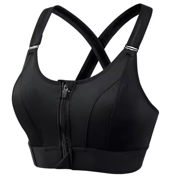 Sujetadores deportivos a prueba de golpes con correa ajustable y cremallera frontal para mujer, sujetador atlético elástico para Fitness, Top corto ajustado para Yoga - 1