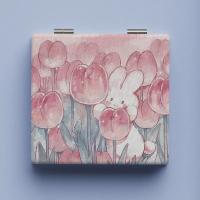 Espejo de maquillaje plegable de doble cara portátil, espejo de aumento cuadrado de tulipán, espejo de tocador compacto de bolsillo, espejos para estudiantes - details 1