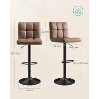 Taburete de Bar Juego de 2 Regulable en Altura, Sillas de Cocina Giratorias en 360° con Resalto y Reposapiés, Acero Cromado, Blanco LJB64W - details 20