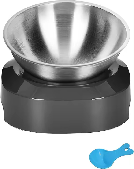 Cuencos elevados para perros y gatos, cuencos de agua y comida para gatos de acero inoxidable elevados inclinados de 0/15, cuencos de alimentación antideslizantes sin estrés para perros pequeños y gatos - 1