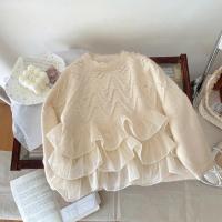 Suéter de princesa con costuras de encaje para niña, suéter grueso y cálido, jerséis de punto para otoño e invierno, 2024 - details 12