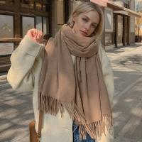 Bufanda de Cachemira de Color liso para mujer, chales gruesos y cálidos de Pashmina con borlas, manta femenina, Hijab, 2024 - details 18