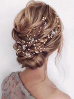 Peineta de pelo de novia de cristal, tocado de novia con hojas, enredaderas de pelo con flores de pedrería, peines laterales - details 0