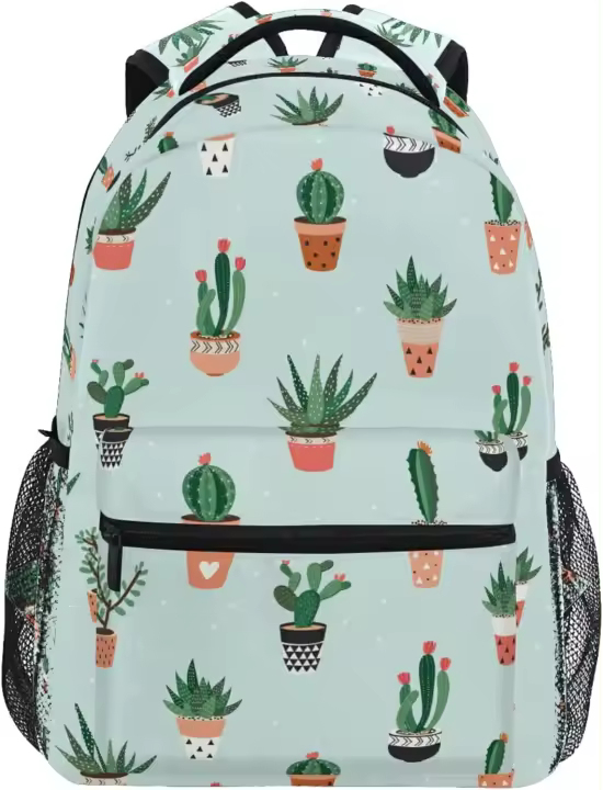 Mochila de Lienzo de Cactus Grande Bolsa de Viaje Casual para Niños, Niñas - 1