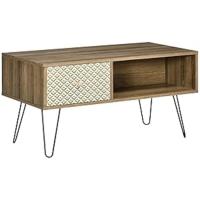 Mueble de TV con estantes de almacenamiento, 4 cajones y patas de metal, mesa para TV de salón para televisores de hasta 50 pulgadas para dormitorio, 120x39x64 cm, marrón - details 5