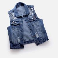 JMPRS-Chaqueta para mujer, chaqueta vaquera rasgada de moda con perlas de lujo, abrigo corto suelto sin mangas, chaquetas casuales 5XL - details 11