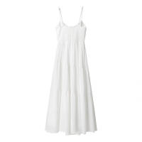 OUWU- Vestido De Tirantes Para Mujer, Escote En V, Sin Mangas, Lazo Delantero, Decoración, Espalda Elástica, Cremallera Oculta, Falda Midi, Primavera Verano, Nueva Falda Elegante De Color Sólido Entallada - details 1