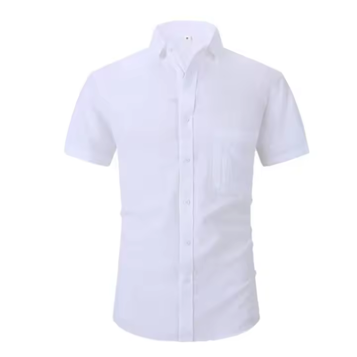 Camisas de manga corta para hombre, gran oferta de línea de algodón, Color sólido, cuello vuelto, estilo informal de playa de talla grande - 1