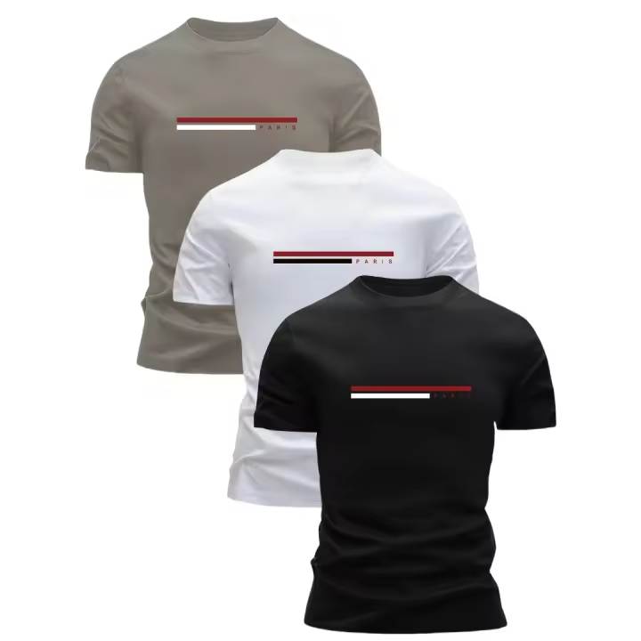 Camisetas de Algodón 100% para Hombres Cuello Redondo, Manga Corta de Verano, Diseño Casual en Gris, Blanco, Negro Ideal para Atuendo Casual - 1