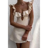BUNO-Vestido corto retro de verano para mujer, minivestido sexy con volantes y tirantes, ahuecado, 2025 - details 2