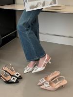 Sandalias de diamantes de imitación baotou para mujer en verano, nuevas sandalias francesas hermosas con faldas, gatitos y tacones altos - details 23