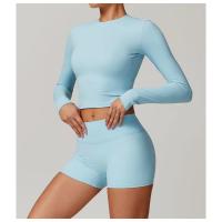 Top de yoga de manga larga para mujer, logotipo personalizado, ropa deportiva de gimnasio, top de fitness sin costuras, ropa de yoga elástica, camiseta de yoga para mujer - details 9