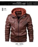 Chaqueta de Cuero de Moda para Hombres Ligera, Desmontable con Capucha, Estilo Callejero Tallas 5XL - details 2