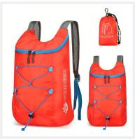 Mochila Plegable Ligera para Senderismo, Viajes y Aventuras al Aire Libre - Correas de Hombro Ajustables, Múltiples Compartimentos, Negra con Detalles Rojos, Diseño Compacto para Almacenamiento Fácil - details 9