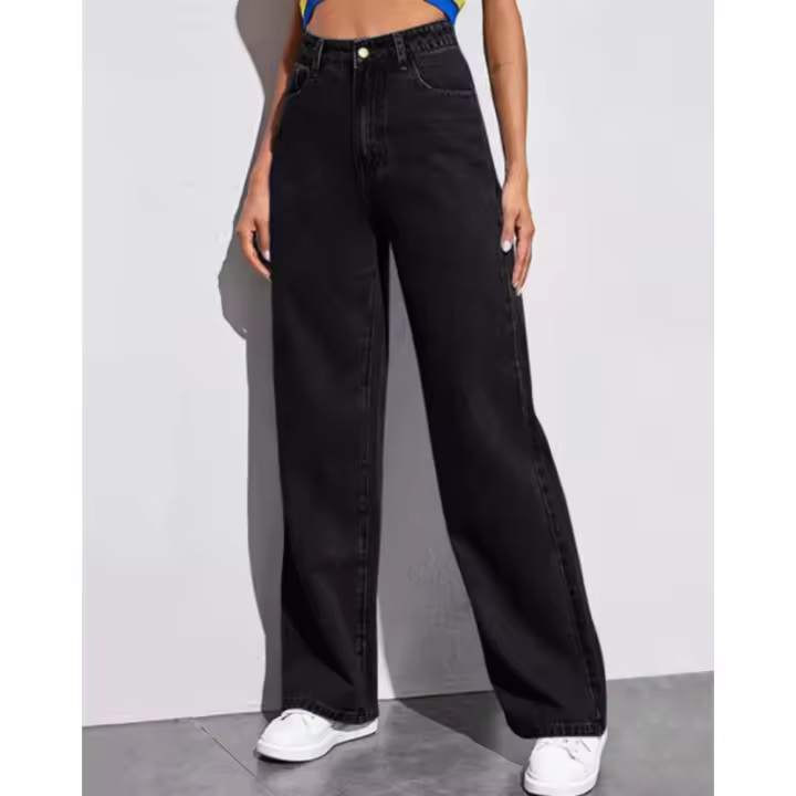 Vaqueros rectos de cintura alta, holgados, de pierna ancha, estilo 2025, para otoño, invierno, primavera y otoño, novedad para mujer - 1