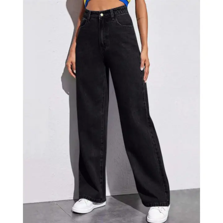 Vaqueros rectos de cintura alta, holgados, de pierna ancha, estilo 2025, para otoño, invierno, primavera y otoño, novedad para mujer - 1