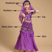 Conjunto de trajes de baile con tocado dulce, vestido de princesa, trajes coloridos de danza del vientre, regalos de ropa para niñas de la India deslumbrantes y brillantes - details 15