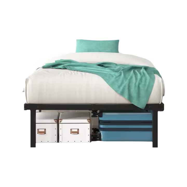 Somier 90 x 190 cm - Altura 36 cm con Almacenamiento bajo la Cama - Estructura de Acero Plegable - Negro - 1