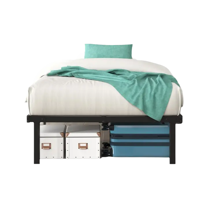 Somier 90 x 190 cm - Altura 36 cm con Almacenamiento bajo la Cama - Estructura de Acero Plegable - Negro - 1