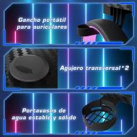 Mesa de Juegos Ergonómica en Forma de Z Fibra de Carbono Portavasos y Gancho para Auriculares Negro - details 6