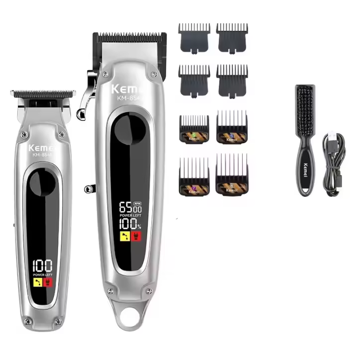 Kemei-cortadora de pelo profesional para peluquero, juego de cortadoras y recortadoras, cortadora de pelo eléctrica inalámbrica para hombres, cortacésped, cortadora de pelo y barba - 1