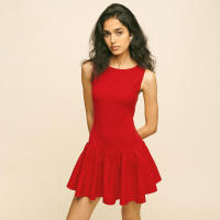 Y24DS283 Ropa de Mujer Vestido de Verano Nuevo Color Sólido Sin Mangas con Parches - details 2