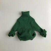 Suéteres de invierno para niños y niñas, jersey corto a cuadros liso, prendas de punto de cuello alto, ropa para niños - details 16