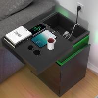 Mesita de Noche Inteligente con 3 Cajones, Mesita de Noche para Dormitorio, Mesas Auxiliares de Madera Estilo Moderno para Sala de Estar 45 x 40 x 67 cm - details 1