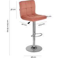 Taburete de Bar Regulable y Giratorio 360° Acero Cromado, Piel Sintética Blanca, Respaldo y Reposapiés 1 Pieza - details 37