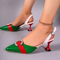 Tacones novedad de verano estilo bloque de Color moda versátil Baotou fino puntiagudo boca poco profunda hueco Sandalias de tacón alto para mujer - details 1
