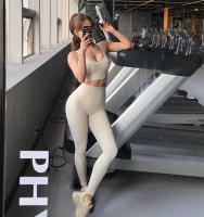 Pantalones de yoga con fruncido en el trasero para mujer, mallas deportivas de tela con sensación desnuda para gimnasio, pantalones de entrenamiento para fitness de cintura alta, medias elásticas de realce - details 31