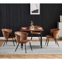 Sillas de comedor vintage, sillón tapizado en gamuza con reposabrazos y patas metálicas para cocina/salón. - details 12