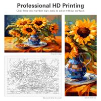 RUOPOTY-pintura por números para adultos, regalos originales, imágenes por números, flor del sol, colorear por números, decoraciones para el hogar - details 2