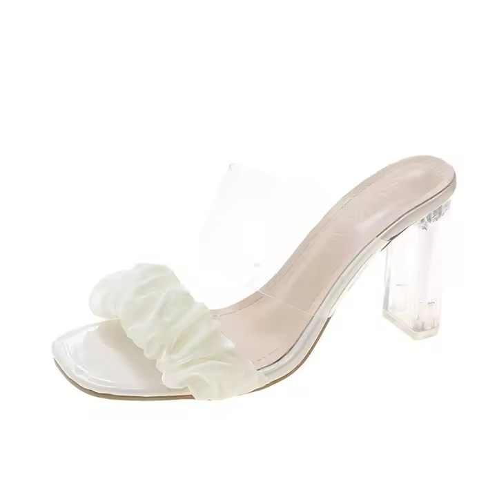 Sandalias Platas de Moda Coreana Estilo de Hadas con Tacón Alto y Cuadrado de Cabeza - 1