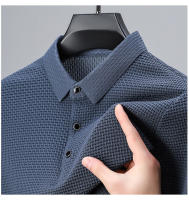 Camiseta Polo de Sedosa de Seda de Hielo de Flor de Hueso Manga Corta, Sin Aros, Resistente a Arrugas, Nueva Moda de Verano - details 1
