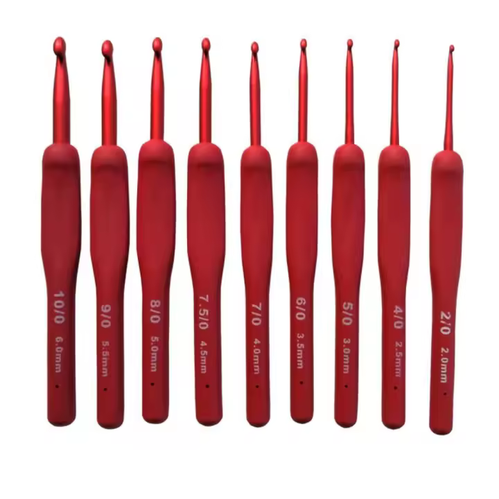 Agujas de tejer con mango ergonómico, herramientas para manualidades, ganchos de ganchillo, 1 juego/9 piezas - 1