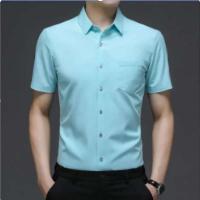 Camisa de manga corta informal de negocios para hombre, color sólido, resistente, sin arrugas, top multifuncional cómodo para todas las estaciones, nuevo - details 3