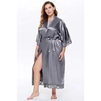 Vestido tipo kimono largo Sexy para mujer, bata de baño de encaje, lencería, camisón de seda helada, camisón de Color sólido, ropa de dormir de talla grande #     0701 - details 10