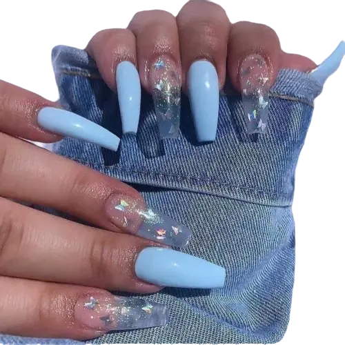 Uñas postizas de bailarina, color azul brillante, con diseño de mariposa, cobertura total, acrílicas, para mujeres y niños (24 unidades), imagen para un sistema - 1
