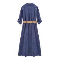 BUNO-2025vestido con decoración de bolsillo, cuello en V, a rayas, para ir al trabajo, básico, suelto, temperamento, ropa de verano para mujer - details 3
