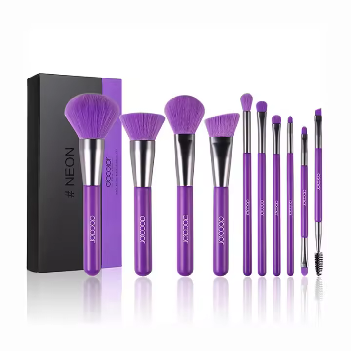 Docolor Brochas de Maquillaje 10pcs Set de Brochas para Base en Polvo Corrector Blush Sombra de Ojos Resaltador Herramienta de Belleza Multipack - 1