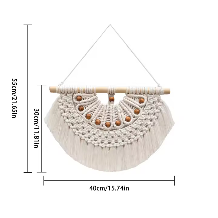 Colgante Bohemio Artesanal de Macramé Tapiz de Pared Tejido a Mano de Algodón Orgánico - 1