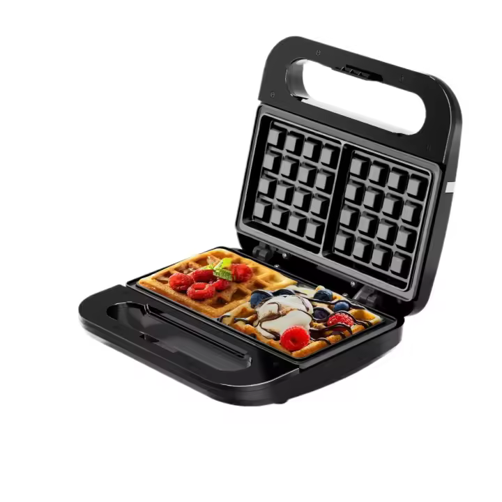 Máquina para hacer gofres 750W, máquina para hacer gofres personal, máquina para hacer gofres pequeña, máquina para hacer gofres antiadherente, mango de tacto frío, pequeño electrodoméstico automático para cocina, celebración de reuniones familiares, past - 1