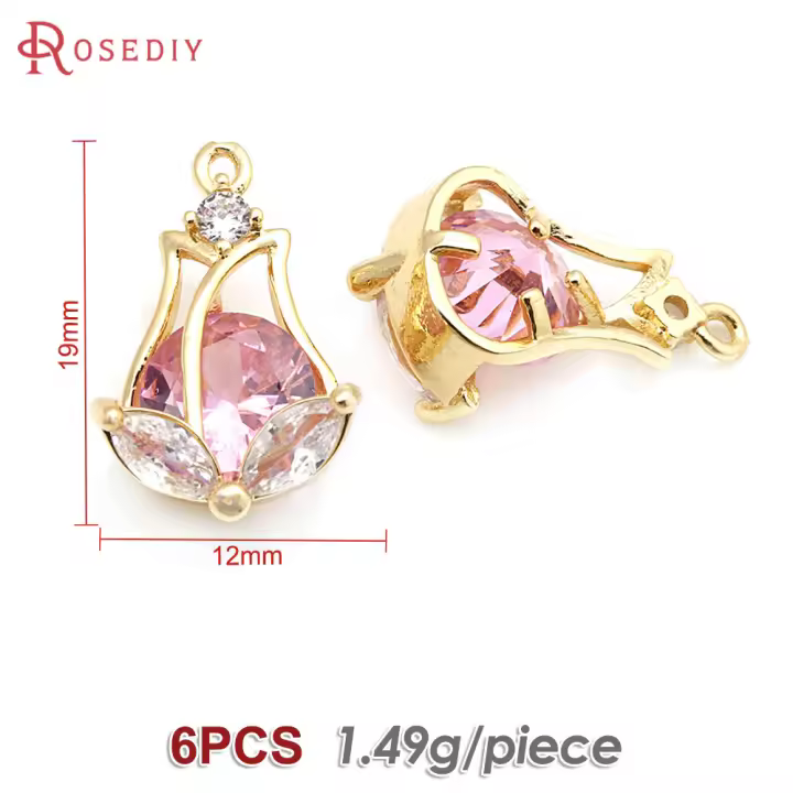 Colgantes de Tulipán de Bronce Dorado de 18K Diamante de Imitación de Alta Calidad - 1